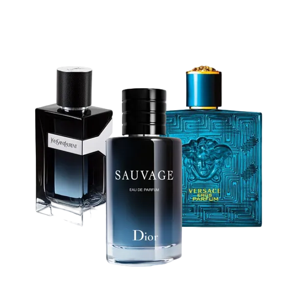 Combo di 3 profumi: Dior SAUVAGE, Yves Saint Laurent AND MEN and Versace EROS - 100ml
