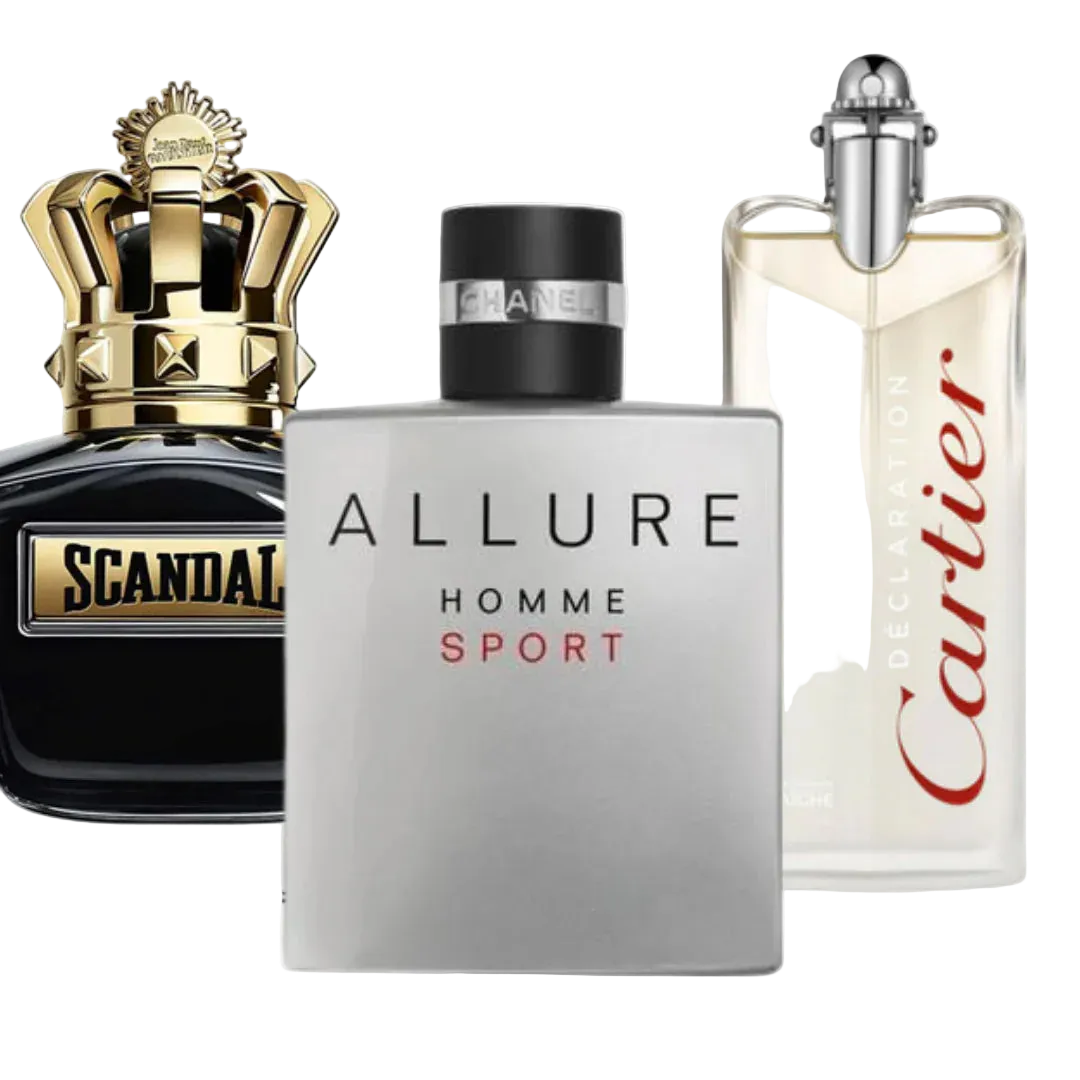 Combo di 3 profumi: Jean Paul Gaultier Scandal, Allure Homme Deporte and Cartier Declaration - 100ml
